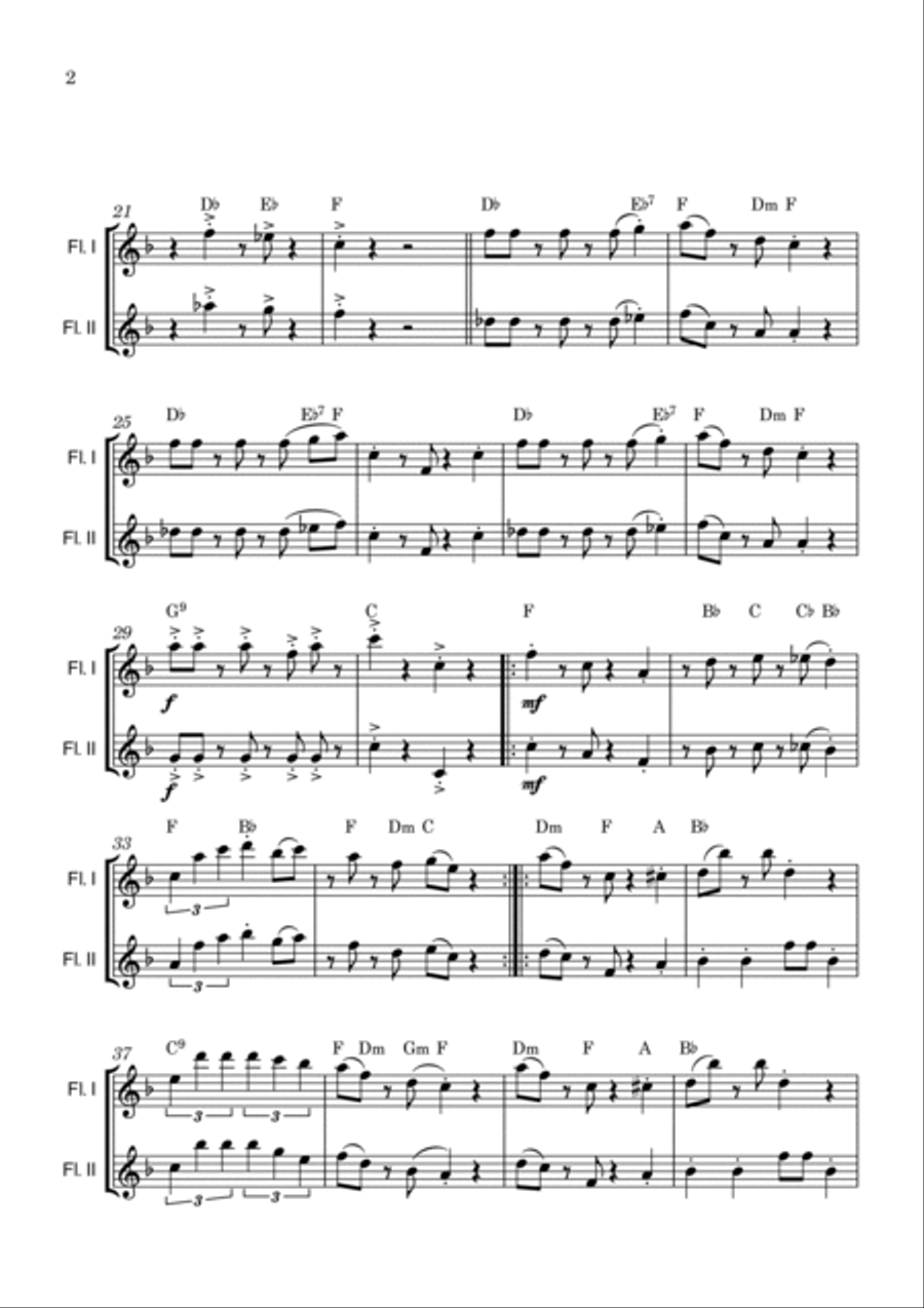 Super Mario Bros Theme Flute Duet scores gallery preview page 2