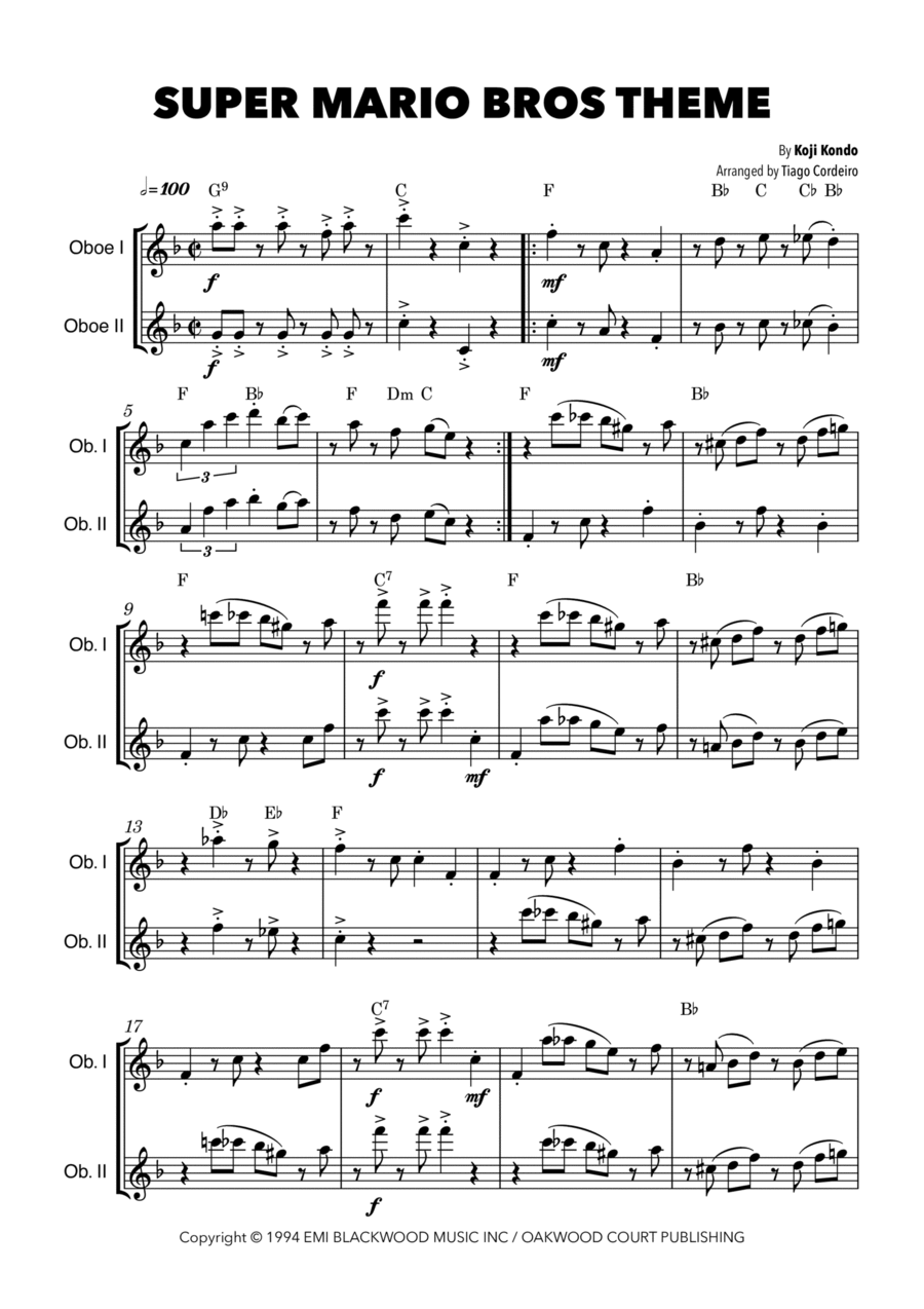 Super Mario Bros Theme Woodwind Duet scores gallery preview page 1