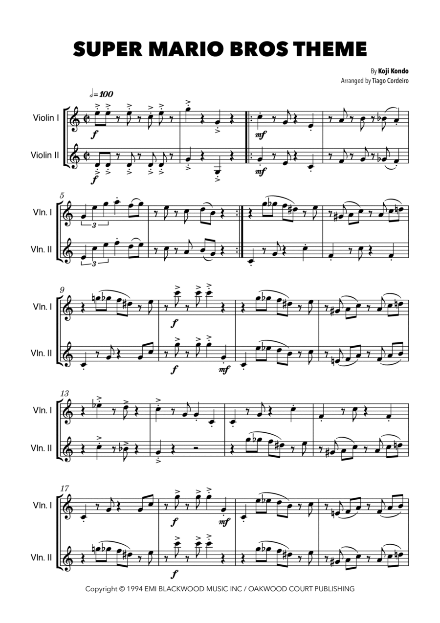 Super Mario Bros Theme String Duet scores gallery preview page 1