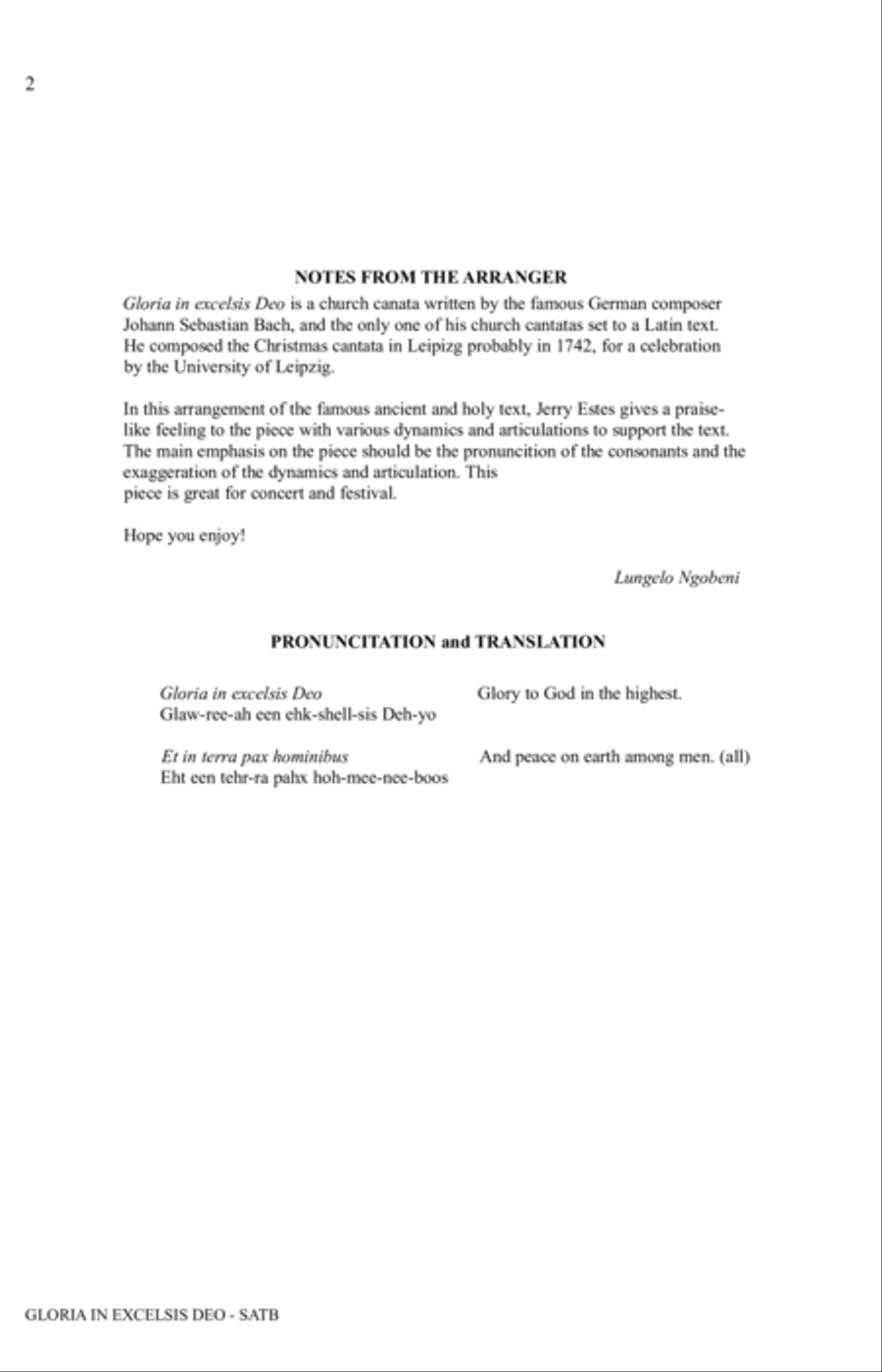 Gloria In Excelsis Deo Choir scores gallery preview page 2