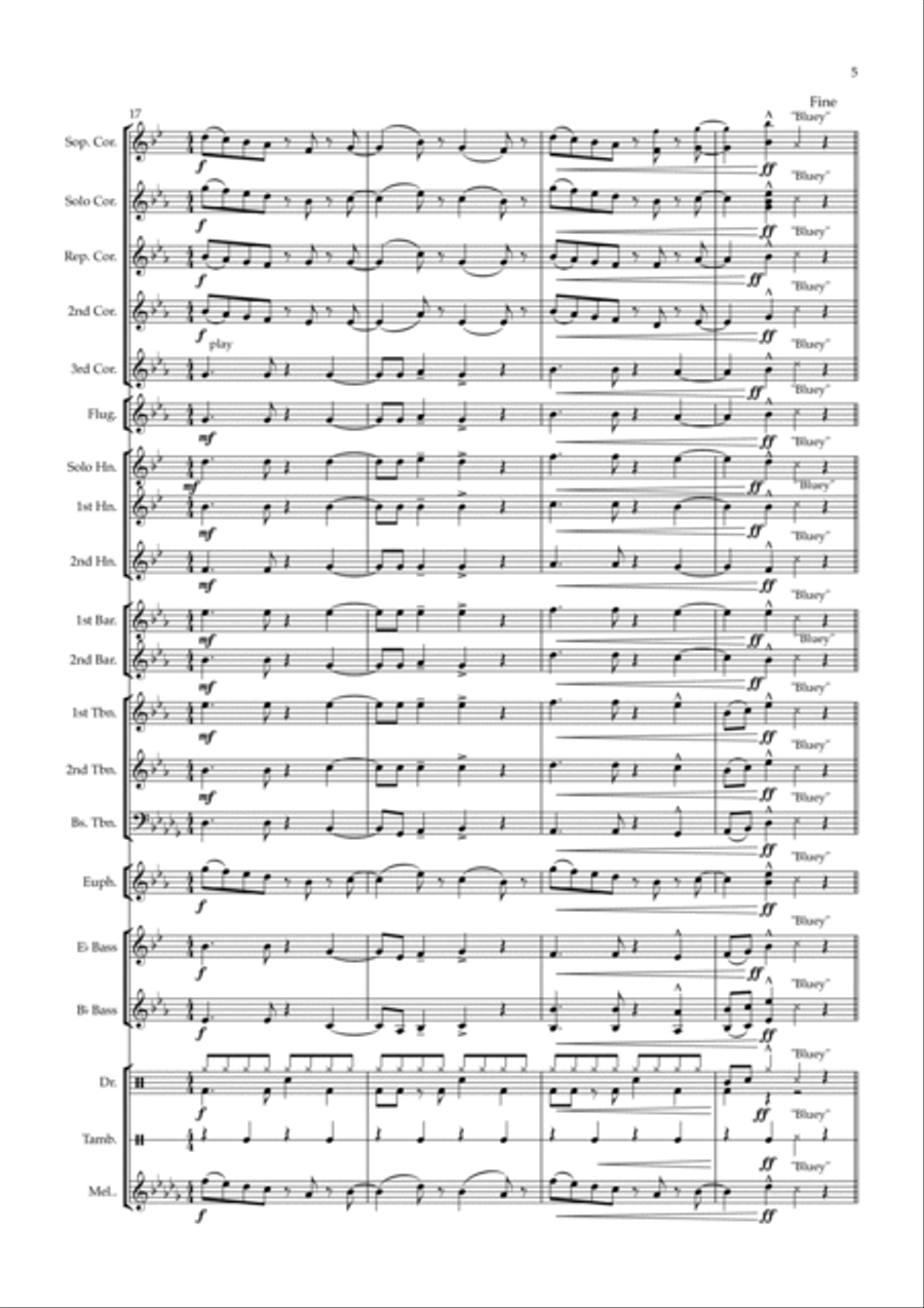 Bluey Theme Song Brass Band scores gallery preview page 6