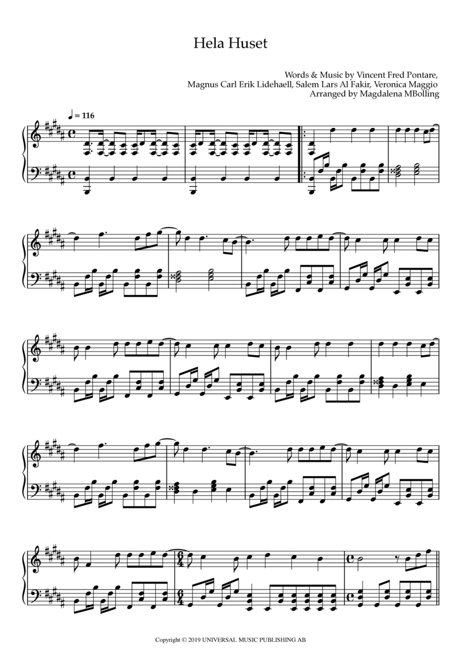 Hela Huset Piano Solo scores gallery preview page 1