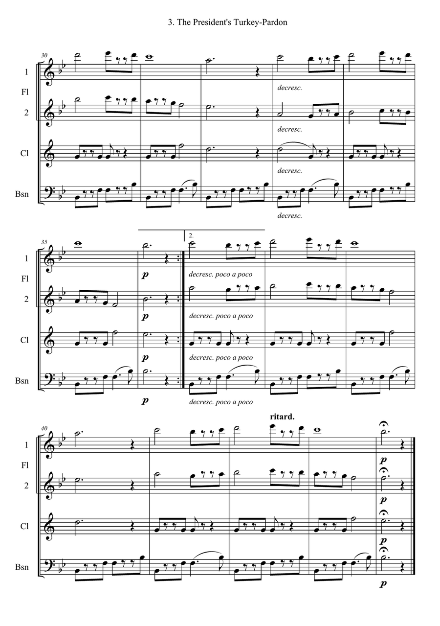 The President's Turkey-Pardon Woodwind Quartet scores gallery preview page 3