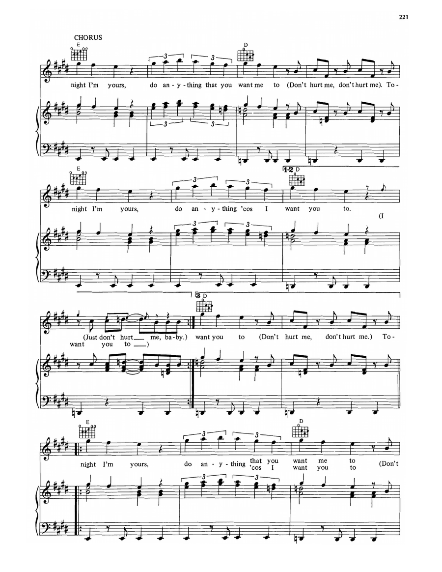 Tonight I'm Yours (Don't Hurt Me) Piano, Vocal, Guitar scores gallery preview page 3