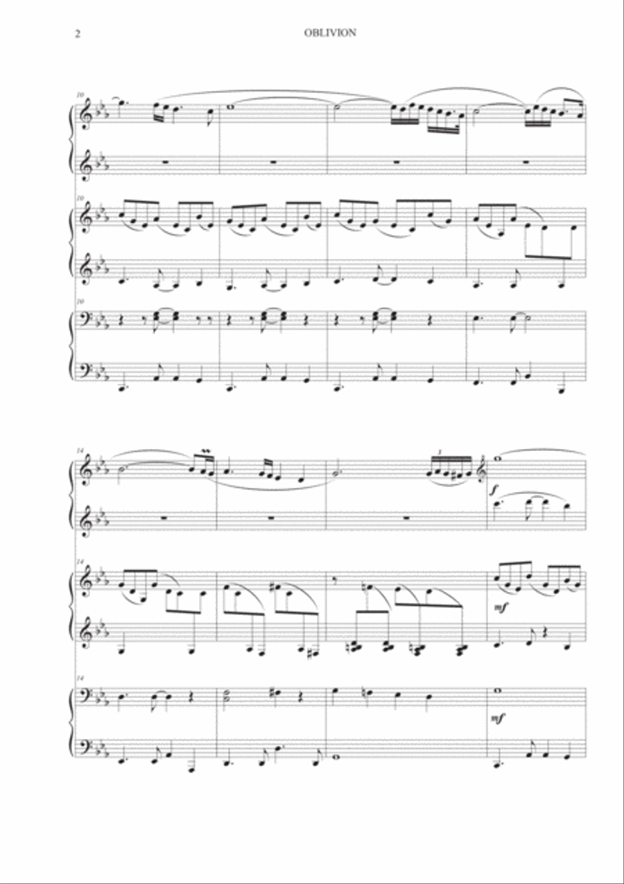 Astor Piazzolla, Oblivion Piano Duet scores gallery preview page 2