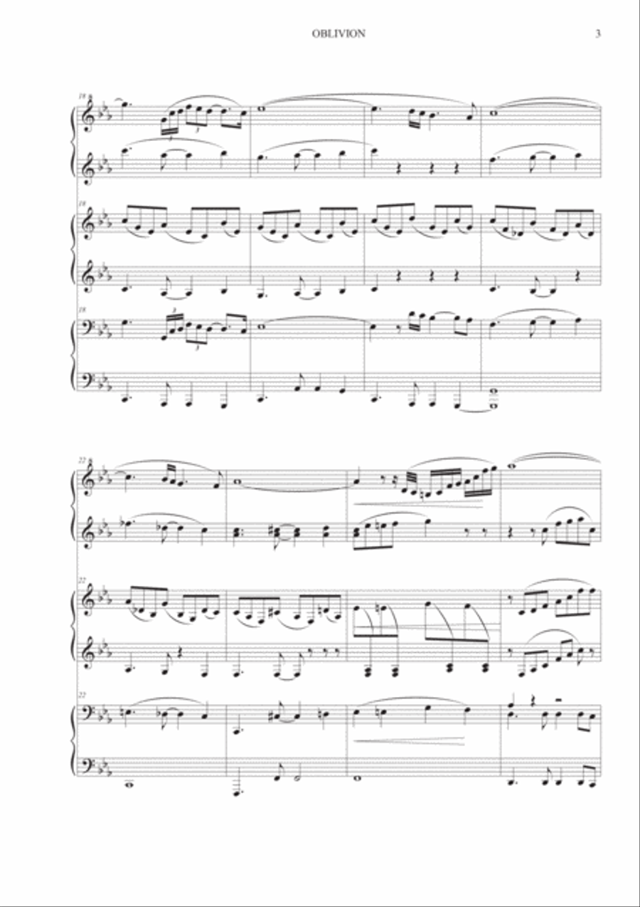 Astor Piazzolla, Oblivion Piano Duet scores gallery preview page 3