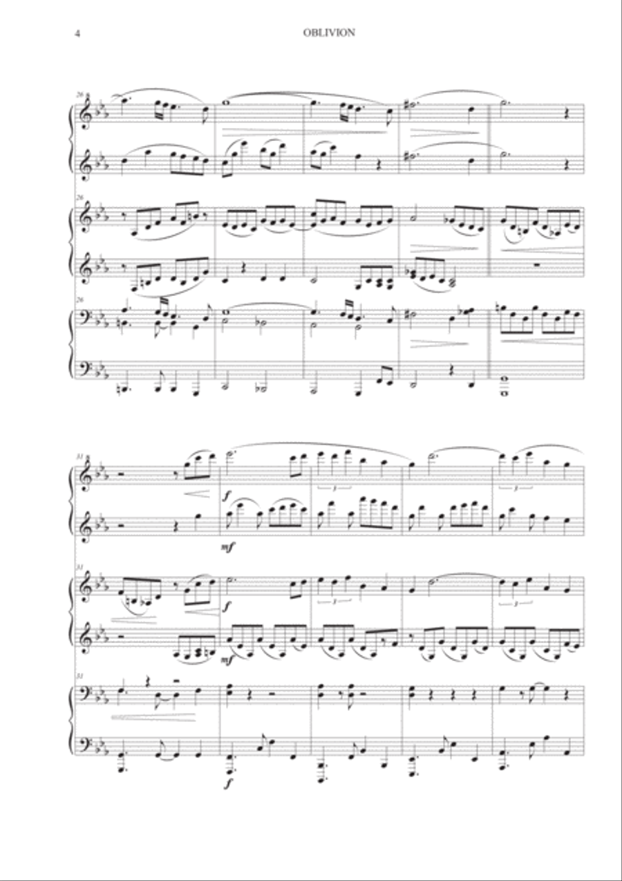 Astor Piazzolla, Oblivion Piano Duet scores gallery preview page 4