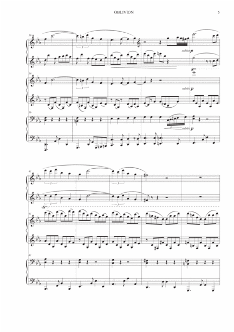 Astor Piazzolla, Oblivion Piano Duet scores gallery preview page 5