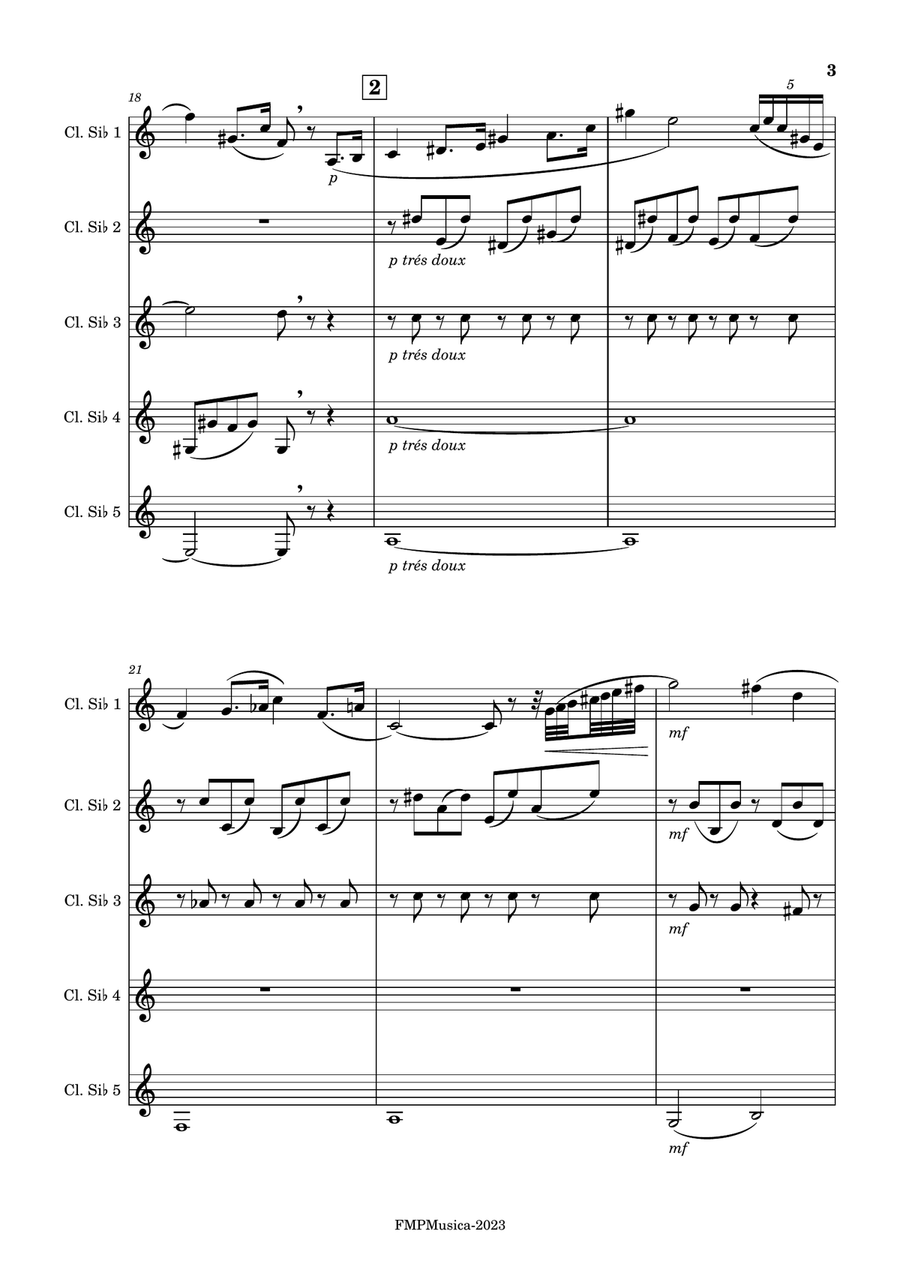 Sonata para clarinete en sib y piano. F. Poulenc Sonata para clarinete en sib y piano. F. Poulenc Woodwind Quintet scores gallery preview page 3