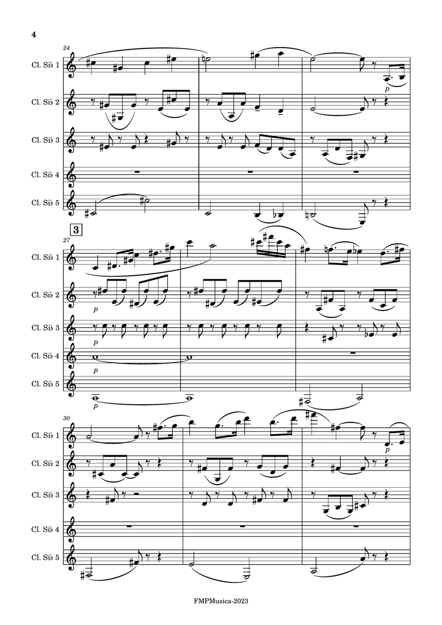 Sonata para clarinete en sib y piano. F. Poulenc Sonata para clarinete en sib y piano. F. Poulenc Woodwind Quintet scores gallery preview page 4