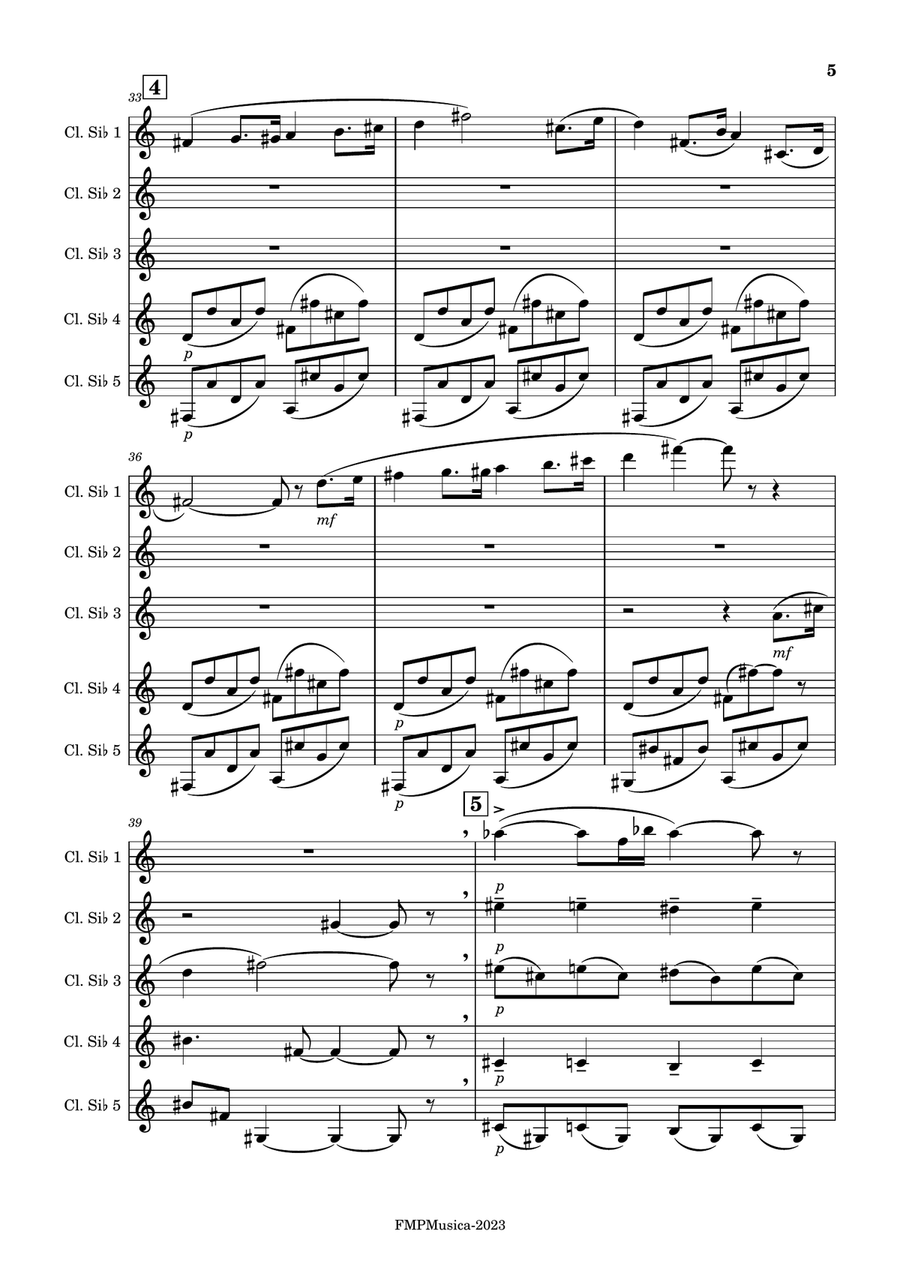Sonata para clarinete en sib y piano. F. Poulenc Sonata para clarinete en sib y piano. F. Poulenc Woodwind Quintet scores gallery preview page 5