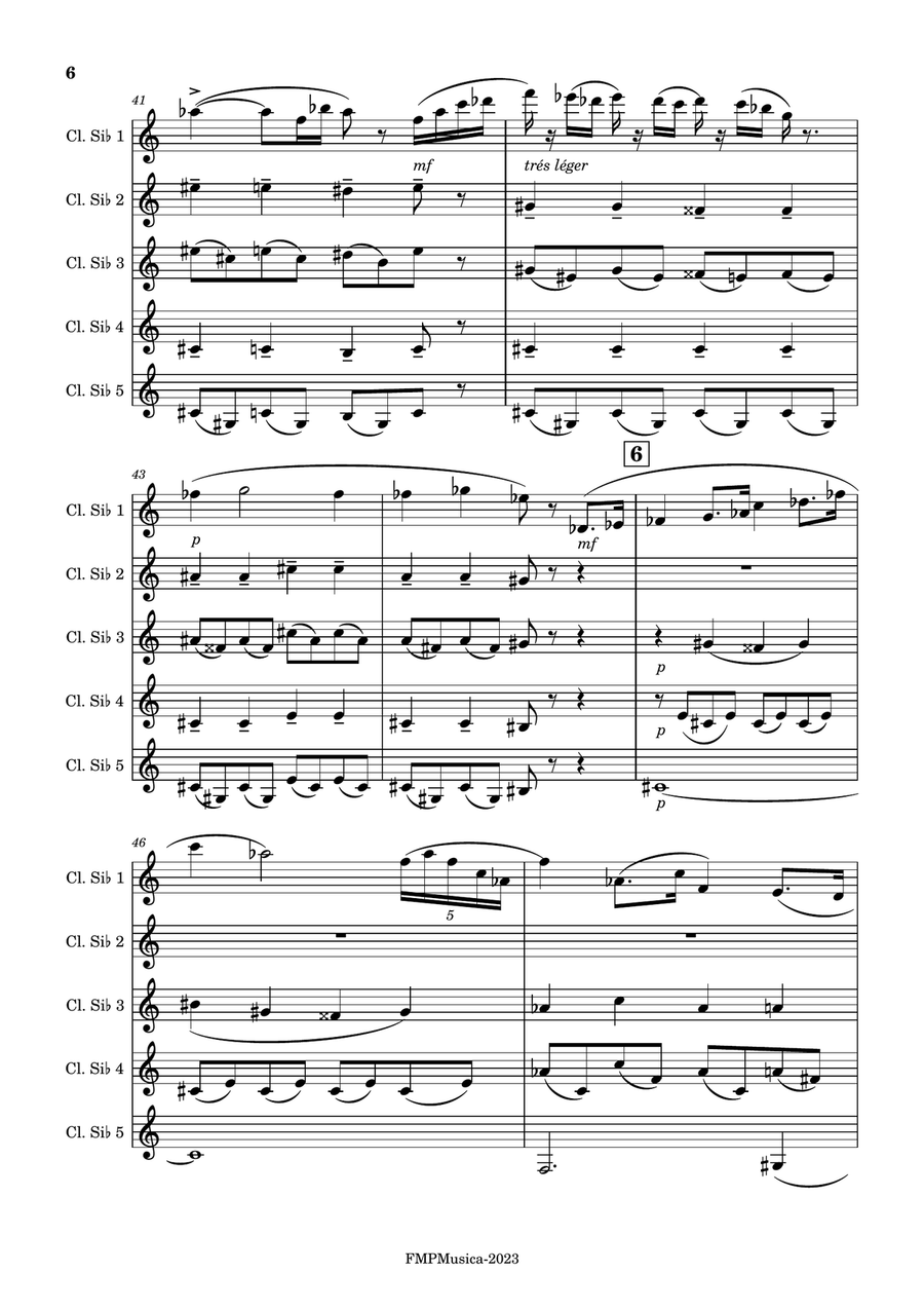 Sonata para clarinete en sib y piano. F. Poulenc Sonata para clarinete en sib y piano. F. Poulenc Woodwind Quintet scores gallery preview page 6