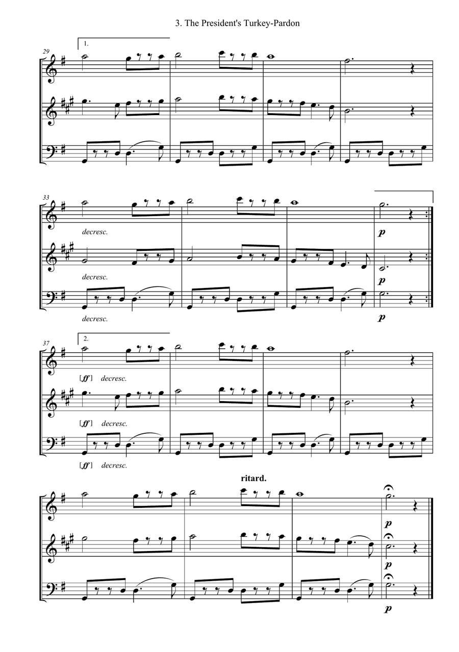 The President's Turkey-Pardon Woodwind Trio scores gallery preview page 3