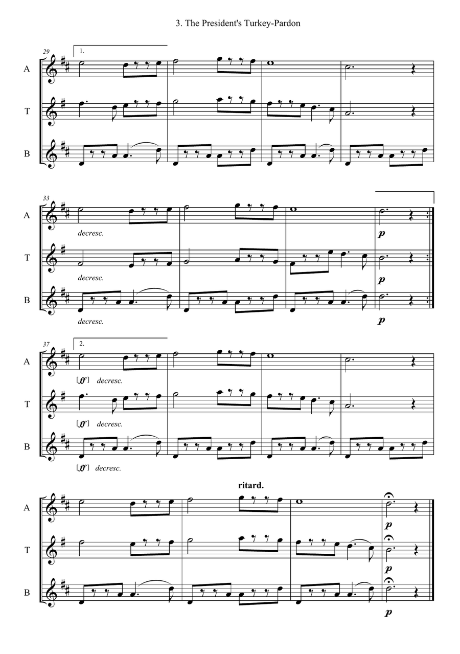 The President's Turkey-Pardon Woodwind Trio scores gallery preview page 3