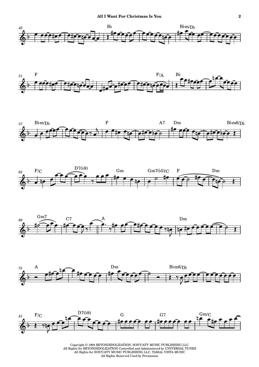 All I Want For Christmas Is You Alto Saxophone scores gallery preview page 2