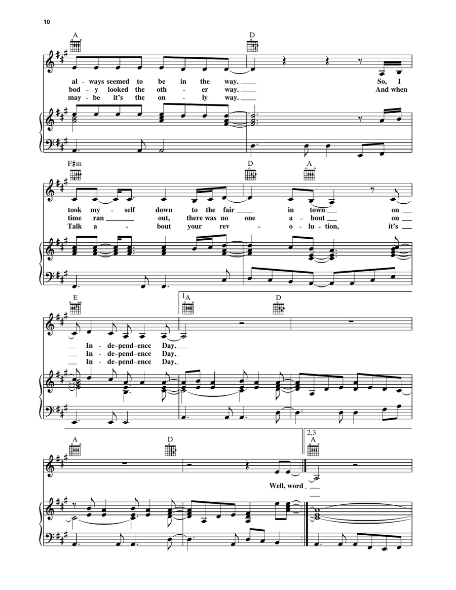 Independence Day Independence Day Piano, Vocal, Guitar scores gallery preview page 3