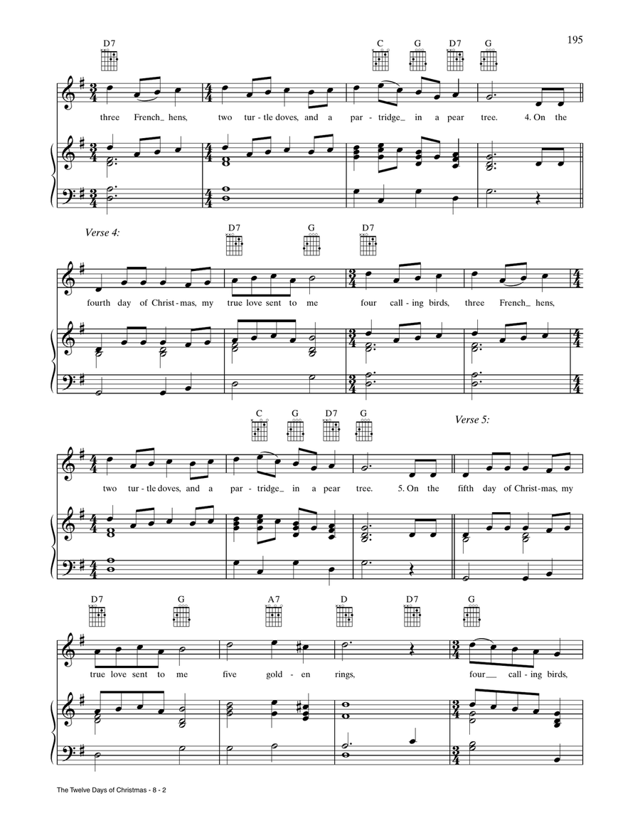 The Twelve Days Of Christmas Piano, Vocal, Guitar scores gallery preview page 2