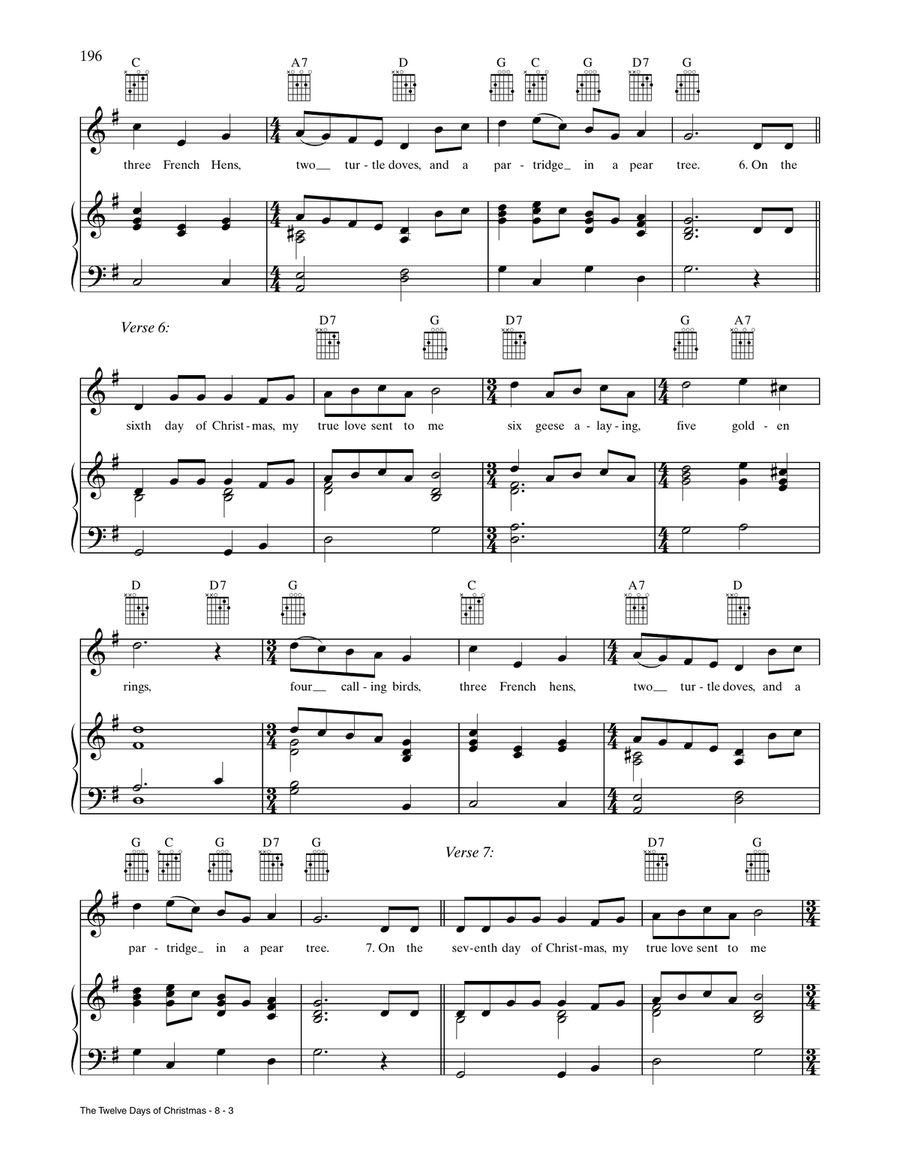 The Twelve Days Of Christmas Piano, Vocal, Guitar scores gallery preview page 3