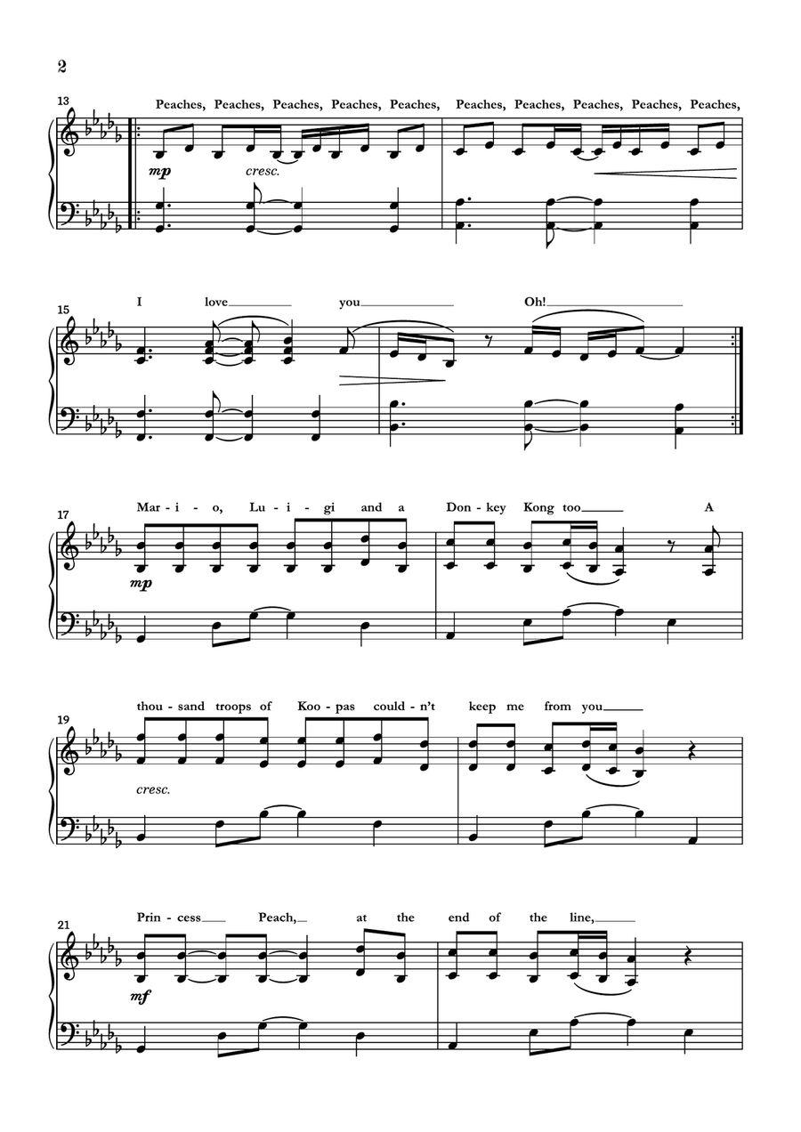 Peaches Piano Solo scores gallery preview page 2