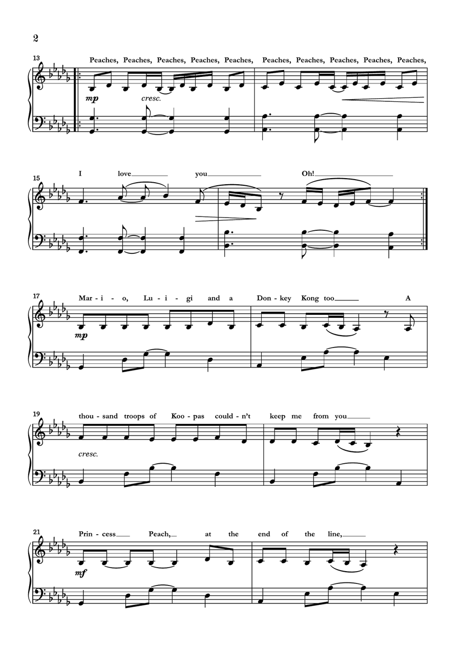 Peaches Piano Solo scores gallery preview page 2