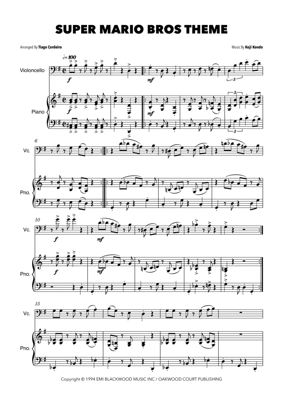 Super Mario Bros Theme Piano scores gallery preview page 1
