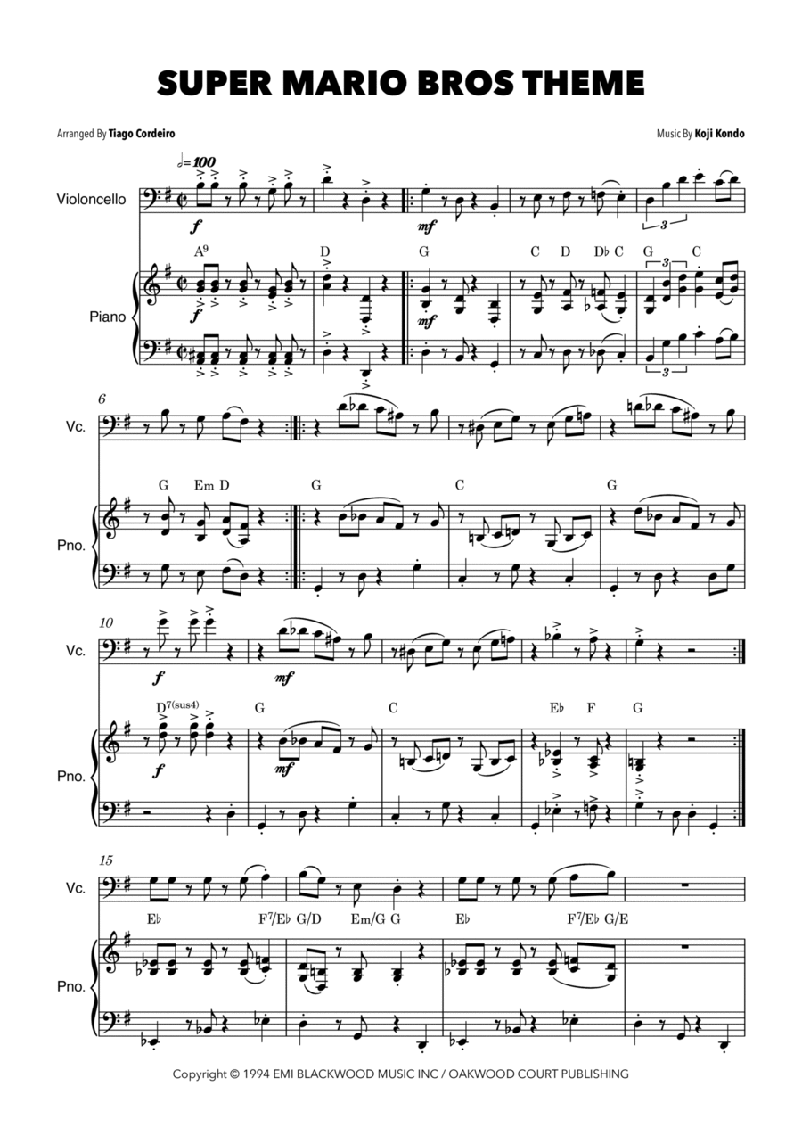 Super Mario Bros Theme Piano scores gallery preview page 1
