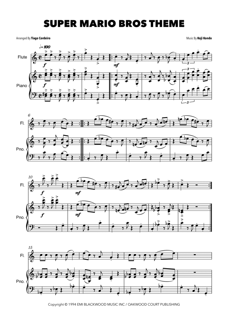 Super Mario Bros Theme Flute Solo scores gallery preview page 1