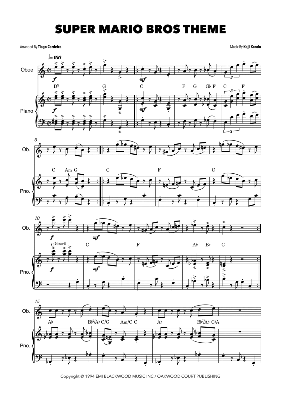 Super Mario Bros Theme Piano scores gallery preview page 1