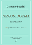 Nessun Dorma by Puccini - Bb Clarinet and Piano (Individual Parts) mini preview