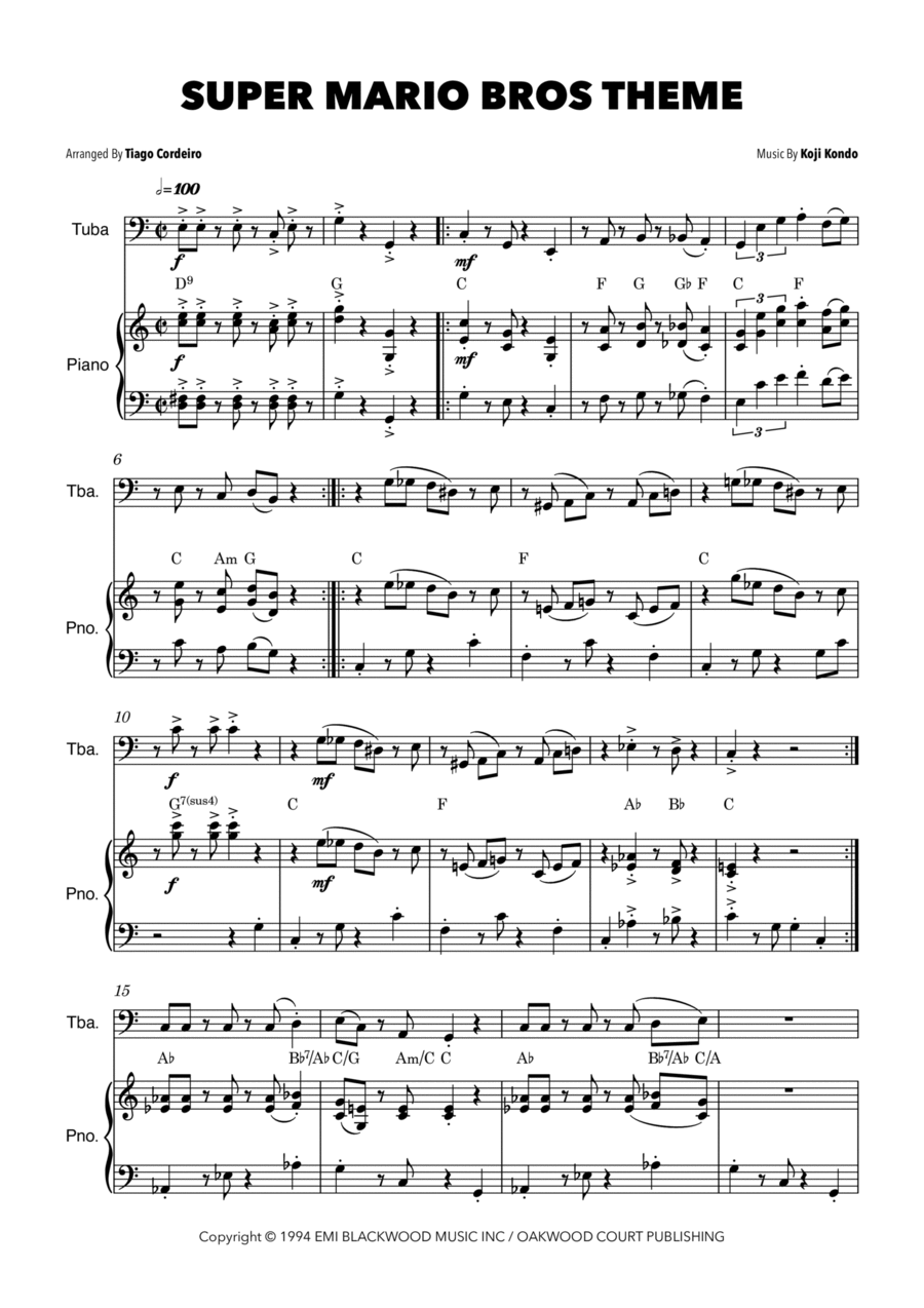 Super Mario Bros Theme Piano scores gallery preview page 1