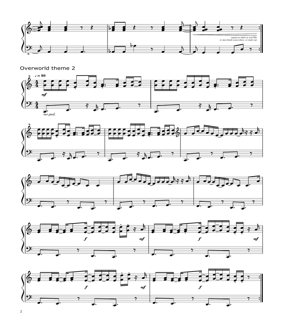 Super Mario Bros Theme Piano Solo scores gallery preview page 2