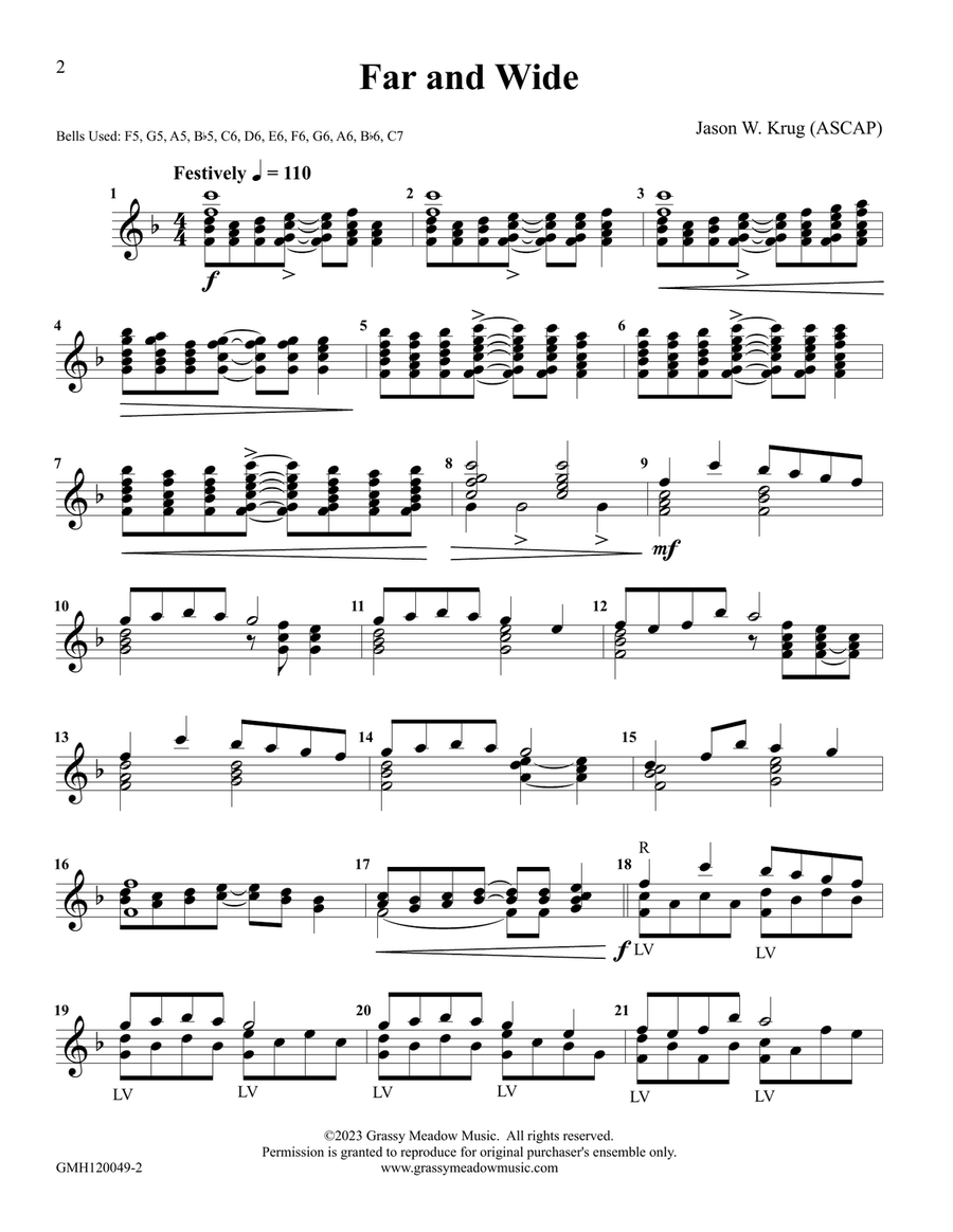 Far and Wide (for 12 handbells) Far and Wide (for 12 handbells) Handbell Choir scores gallery preview page 2