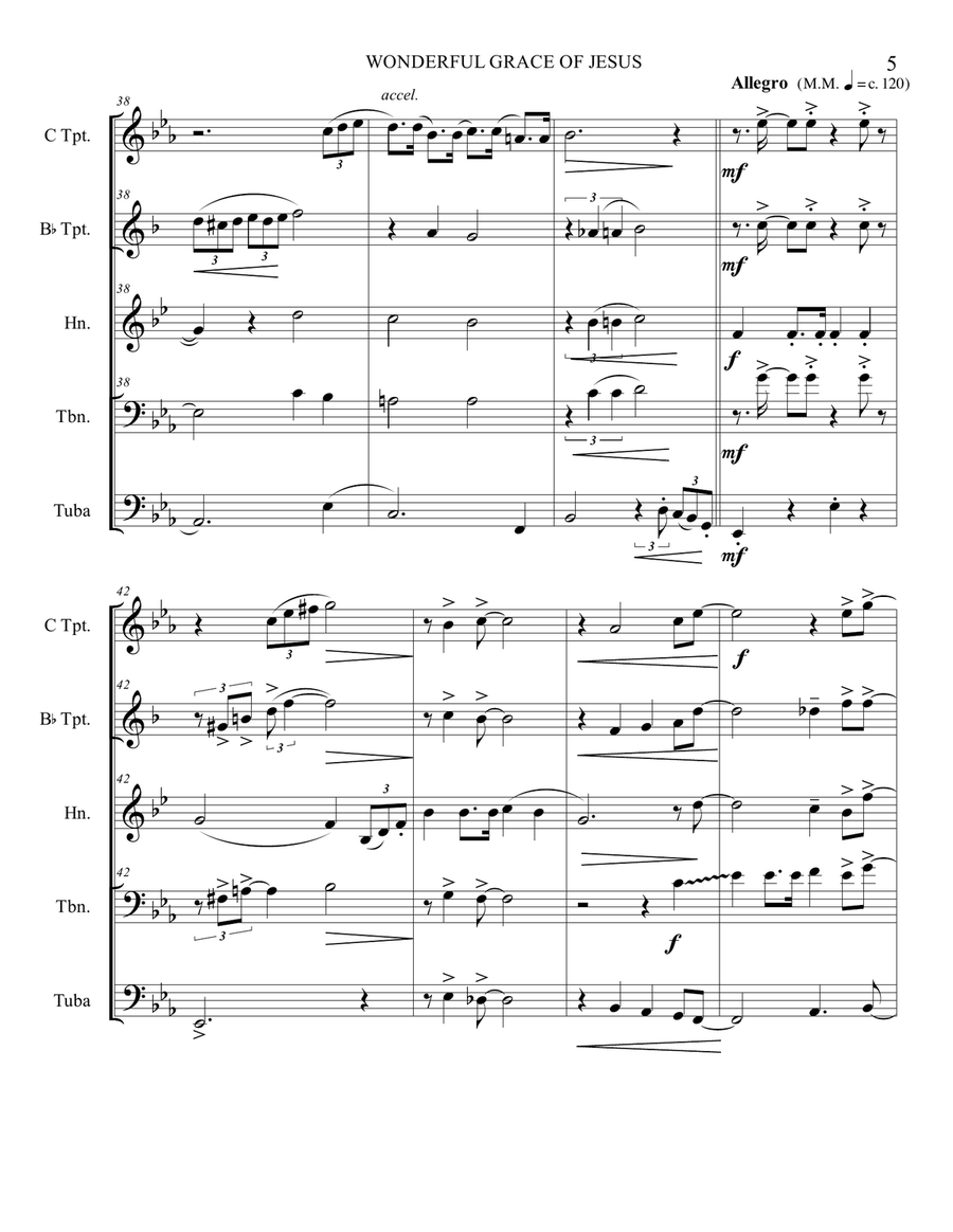 Wonderful grace of jesus Brass Quintet - Digital Sheet Music page 5