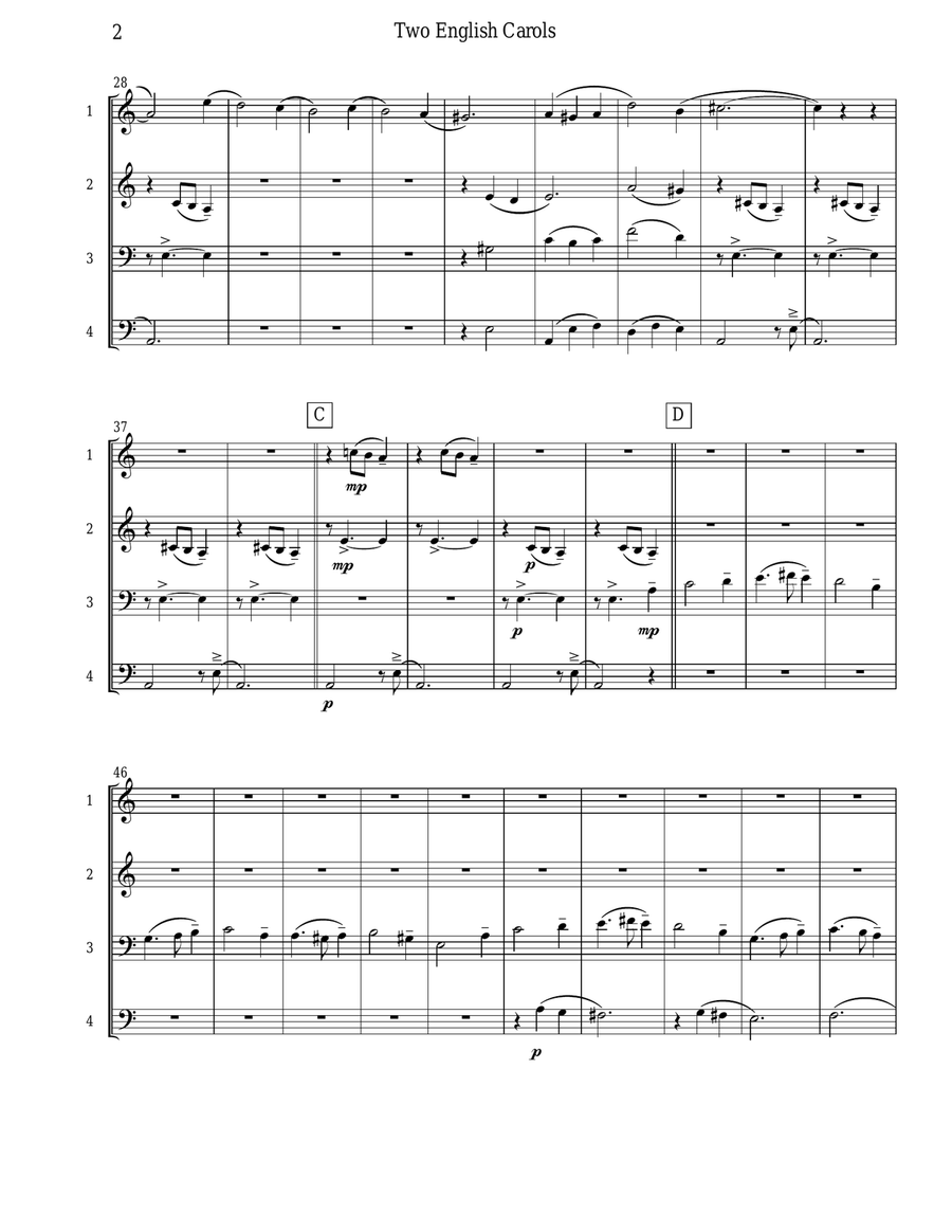 Two English Carols (Coventry Carol; What Child Is This?) - Clarinet Quartet Clarinet Quartet scores gallery preview page 3