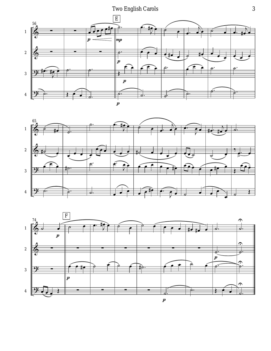 Two English Carols (Coventry Carol; What Child Is This?) - Clarinet Quartet Clarinet Quartet scores gallery preview page 4