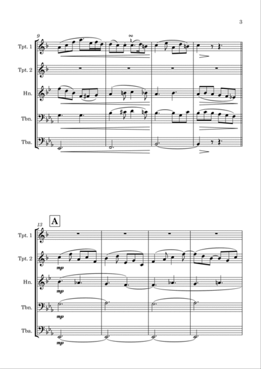 3 Pieces by Thomas Adams Brass Quintet scores gallery preview page 4