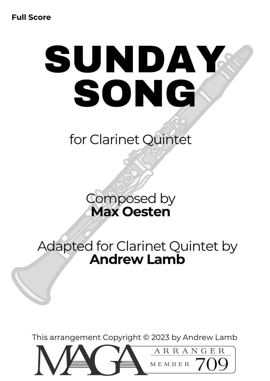 Max Oesten | Sunday Song | for Clarinet Quintet Clarinet Quintet scores gallery preview page 2