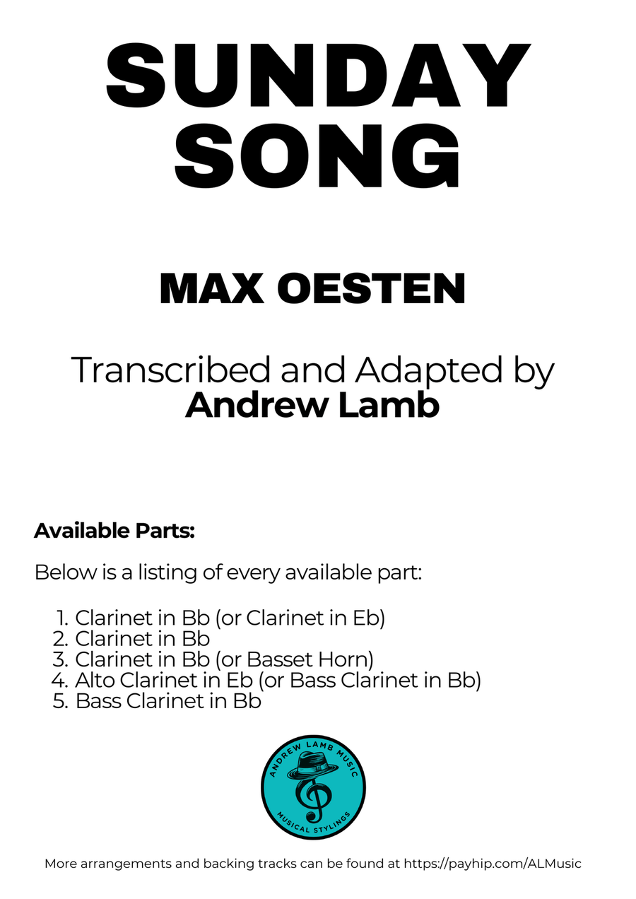 Max Oesten | Sunday Song | for Clarinet Quintet Clarinet Quintet scores gallery preview page 3