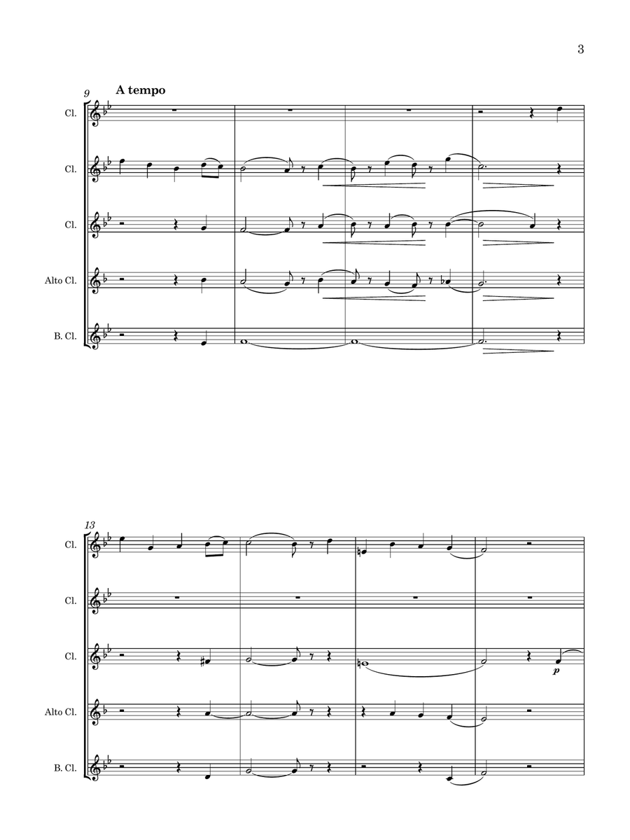 Max Oesten | Sunday Song | for Clarinet Quintet Clarinet Quintet scores gallery preview page 5