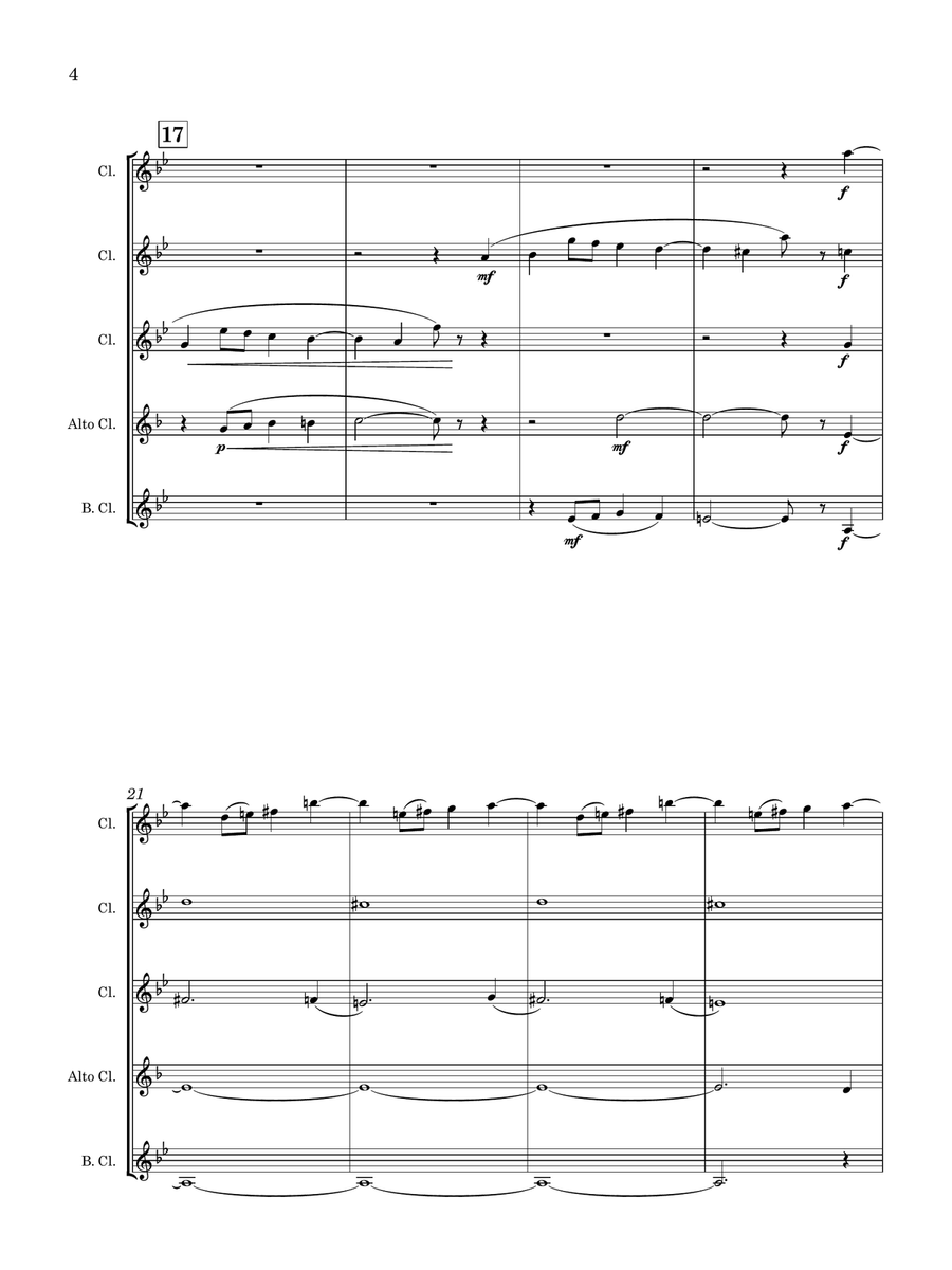 Max Oesten | Sunday Song | for Clarinet Quintet Clarinet Quintet scores gallery preview page 6