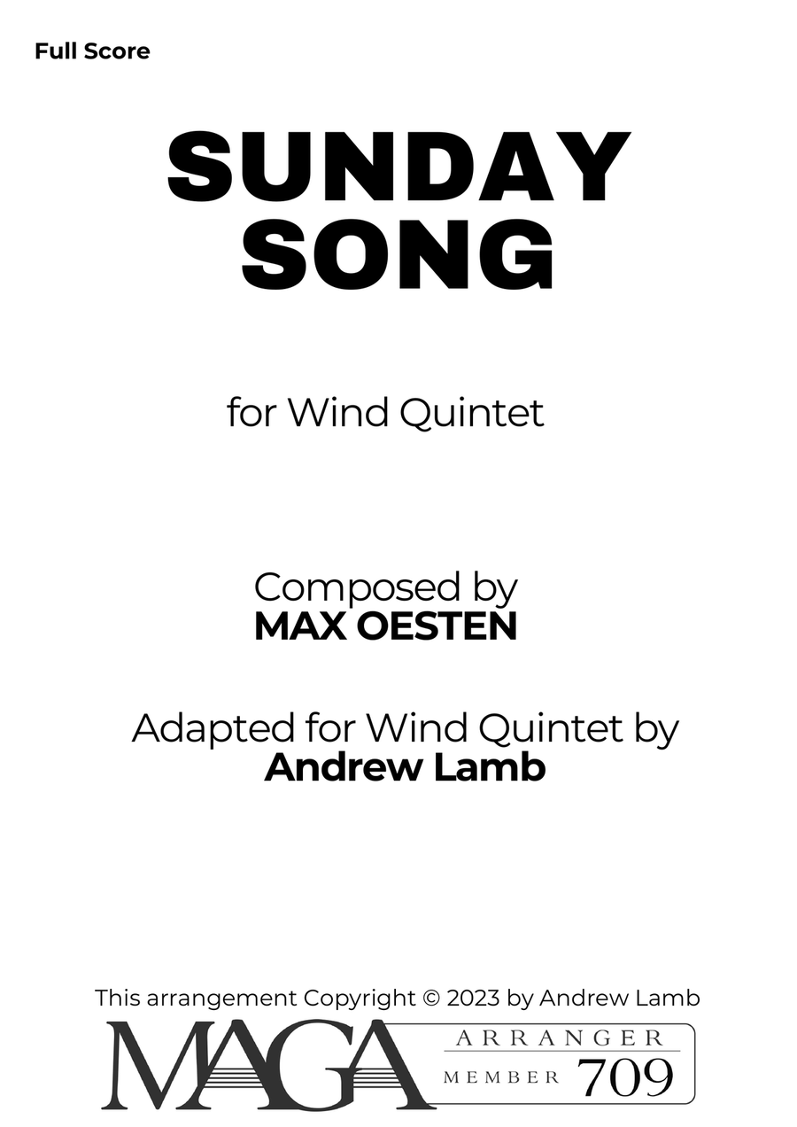 Max Oesten | Sunday Song | for Wind Quintet Woodwind Quintet scores gallery preview page 2