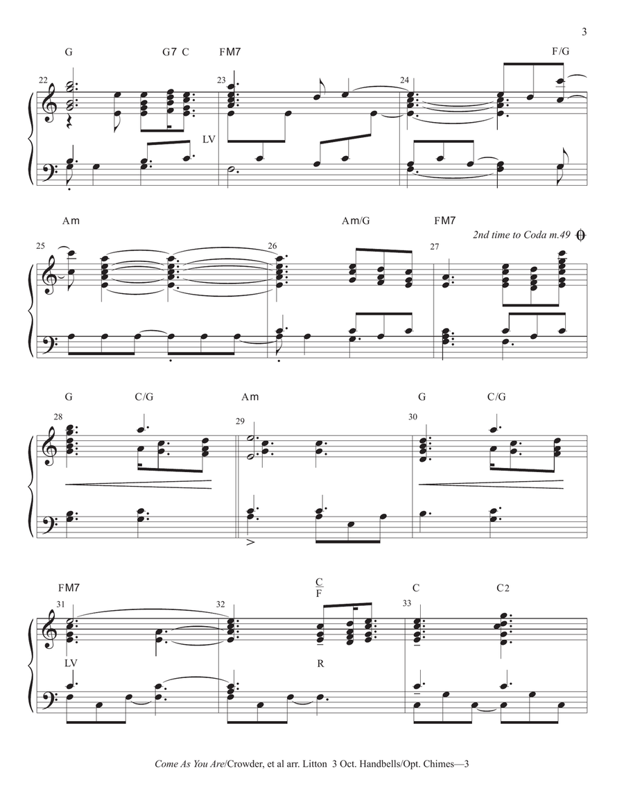Come As You Are - Score Only Handbell Choir scores gallery preview page 3