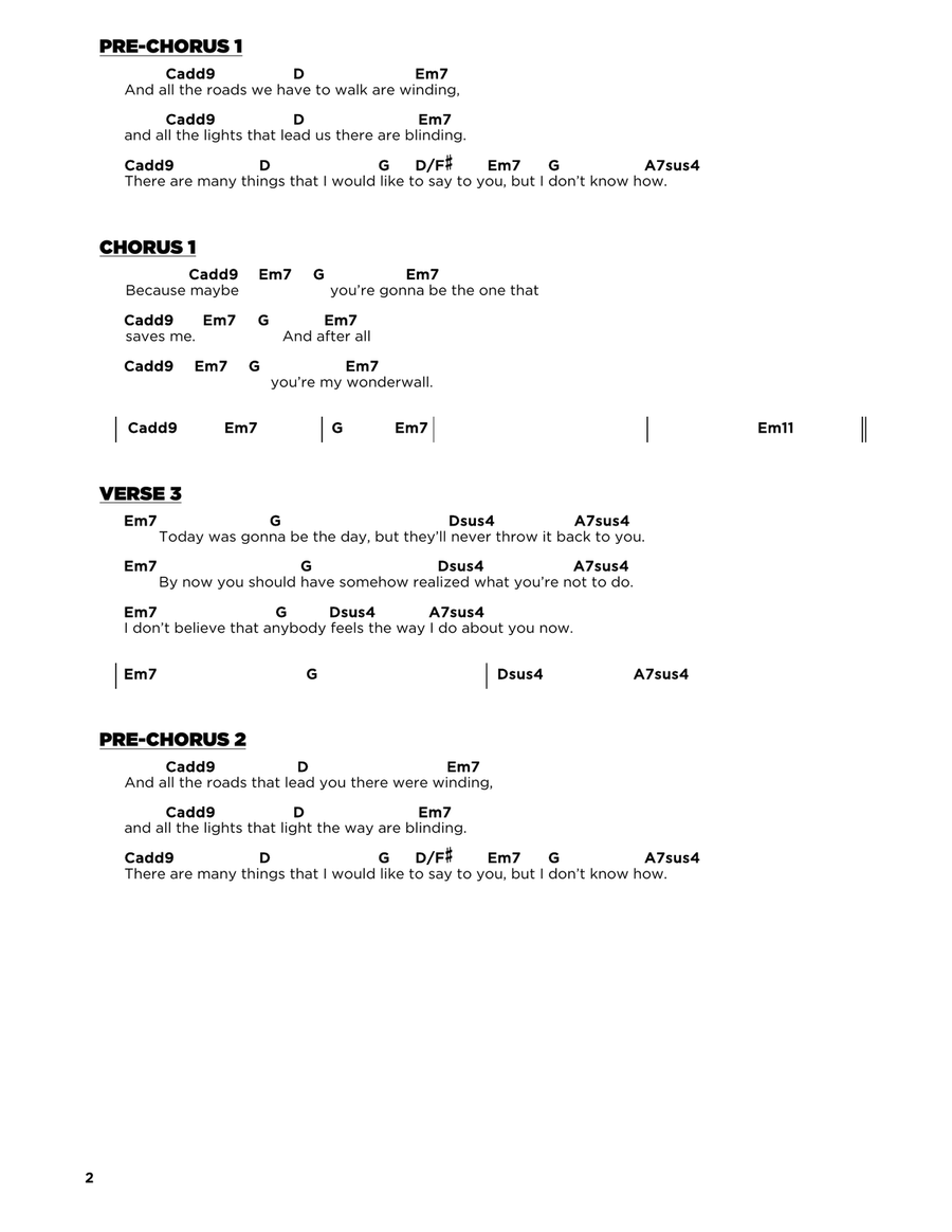Wonderwall Wonderwall Acoustic Guitar scores gallery preview page 2