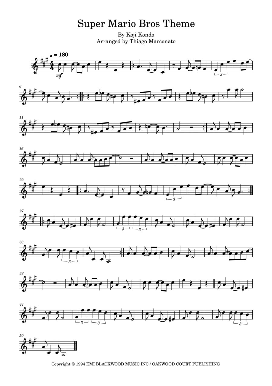 Super Mario Bros Theme B-Flat Trumpet scores gallery preview page 1