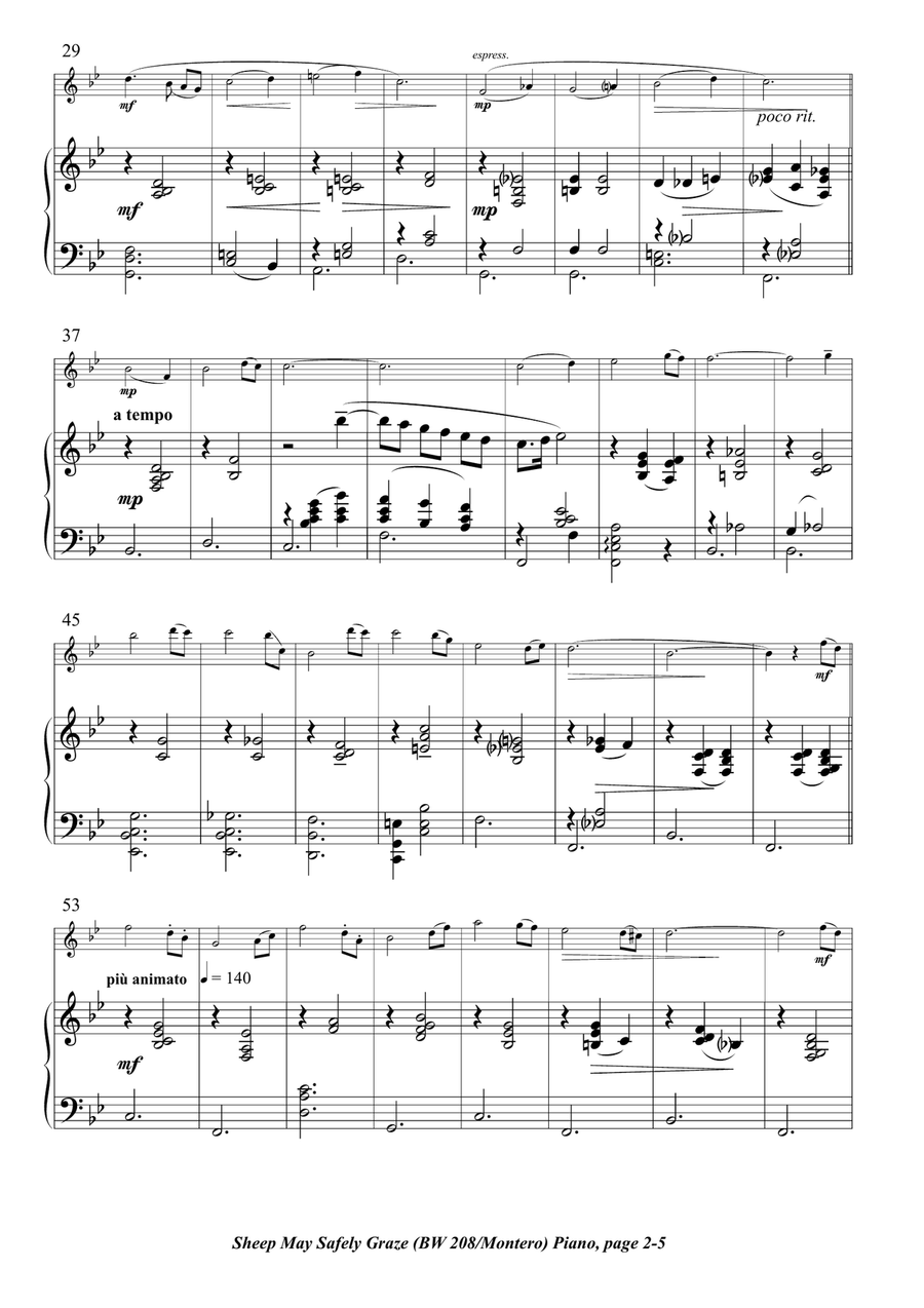 Sheep May Safely Graze / Schafe können sicher weiden BWV 208 (Theme) Piano scores gallery preview page 2