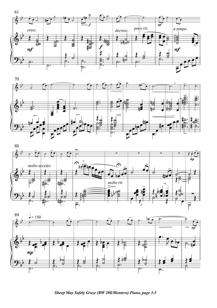 Sheep May Safely Graze / Schafe können sicher weiden BWV 208 (Theme) Piano scores gallery preview page 3