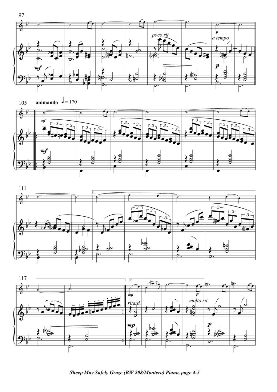 Sheep May Safely Graze / Schafe können sicher weiden BWV 208 (Theme) Piano scores gallery preview page 4
