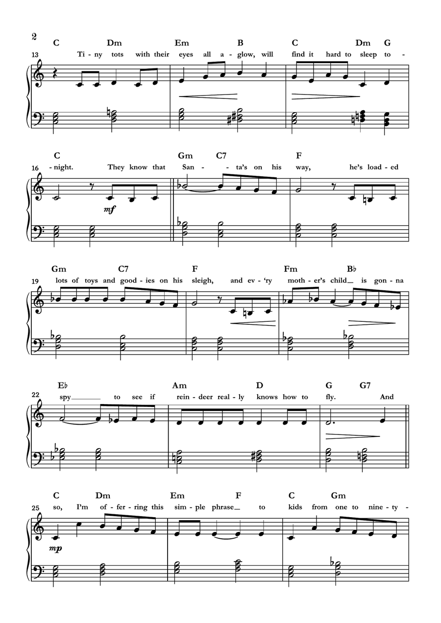The Christmas Song (chestnuts Roasting On An Open Fire) Easy Piano scores gallery preview page 2