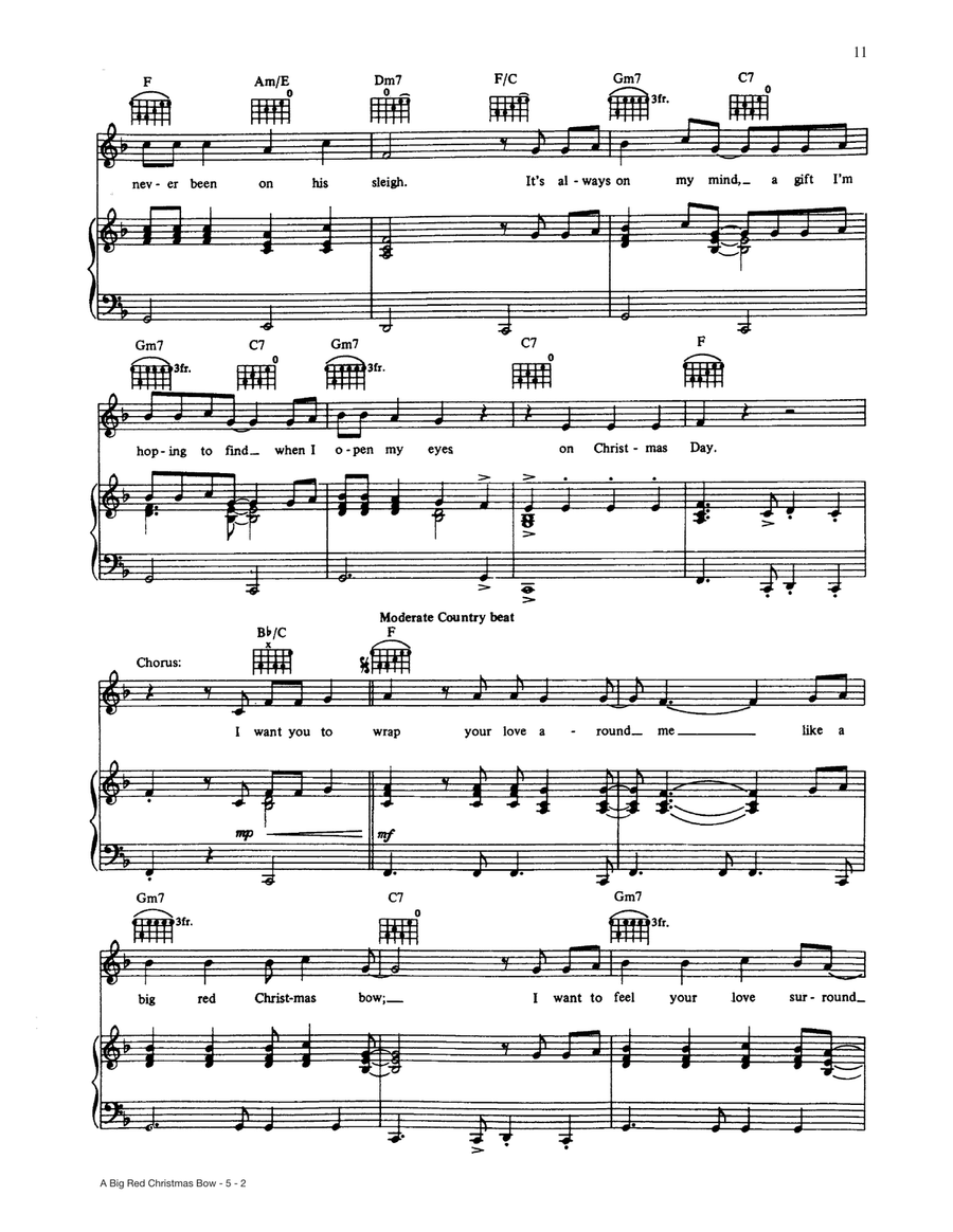 A Big Red Christmas Bow Piano, Vocal, Guitar scores gallery preview page 2