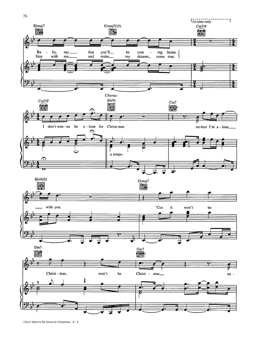 I Don't Want To Be Alone For Christmas (Unless I'm Alone With You) Piano, Vocal, Guitar scores gallery preview page 3